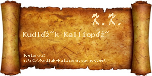 Kudlák Kalliopé névjegykártya